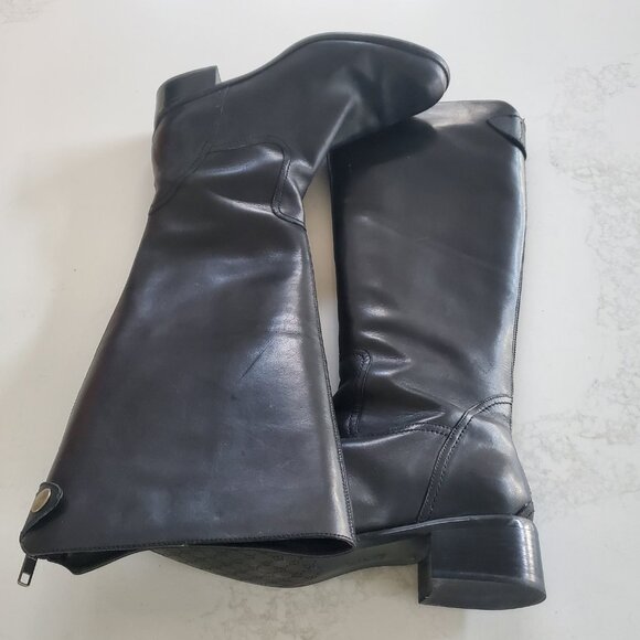 New Franco Sarto Black Leather Tall Riding Boot with Back Zipper size 9.5 - Picture 9 of 14
